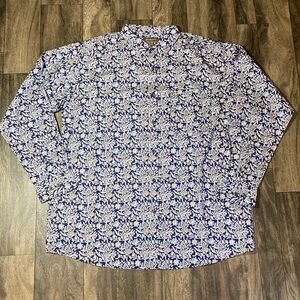 Ariat Mens Creighton Paisley Print Classic Long Sleeve Button Shirt Size XL Navy